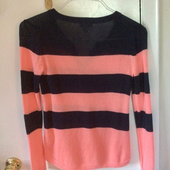 Lilly Pulitzer striped henley sweater pink and navy - Picture 4 of 4